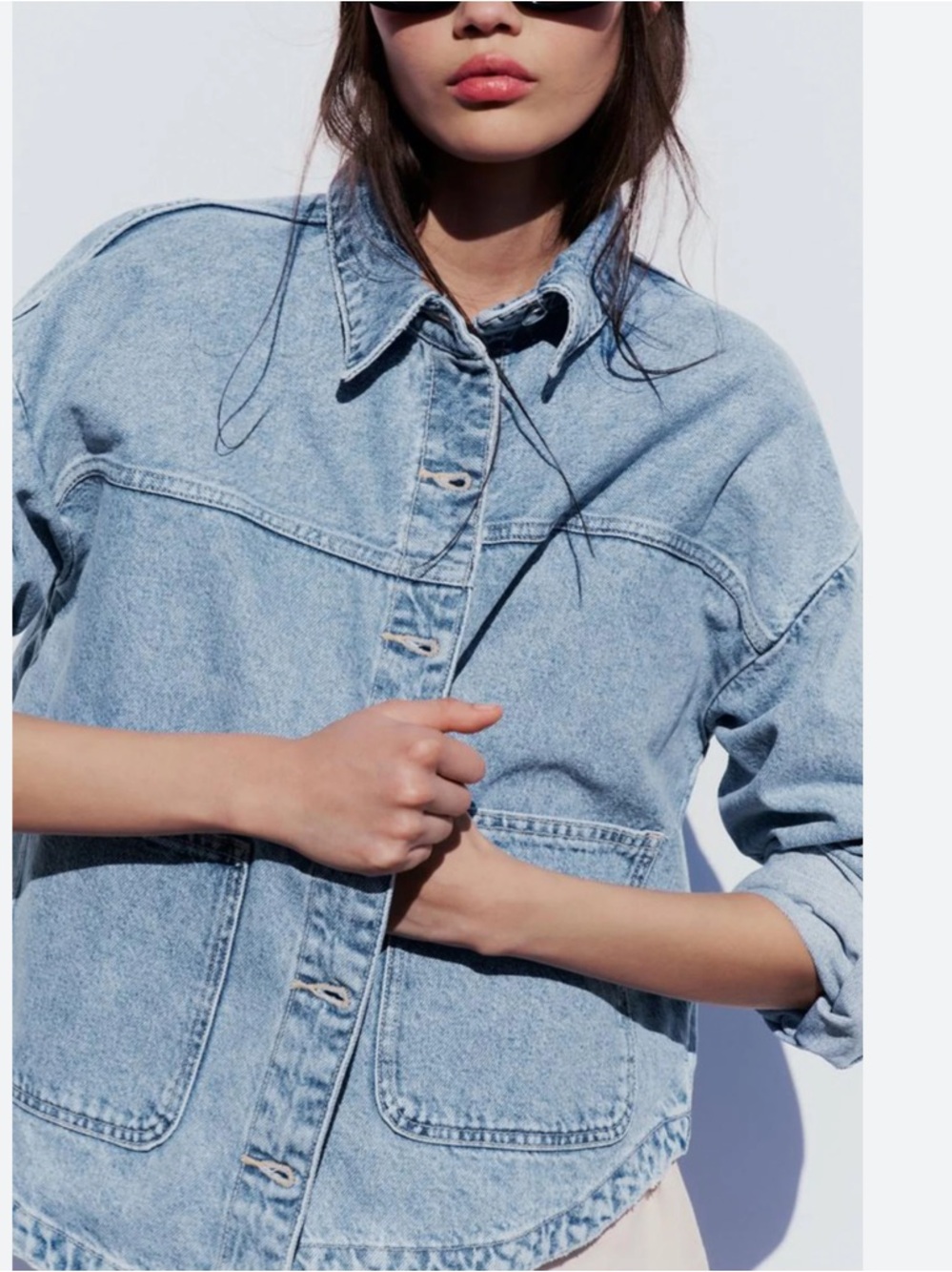 ZARA, S, oversized denim jacket